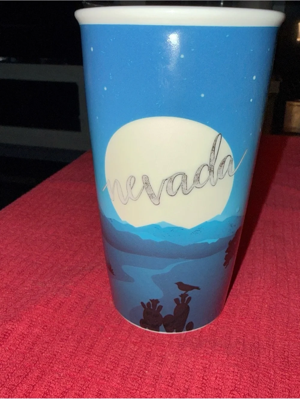 RARE Starbucks Nevada Desert Night Moon Ceramic Travel Tumbler Mug 12oz PRISTINE